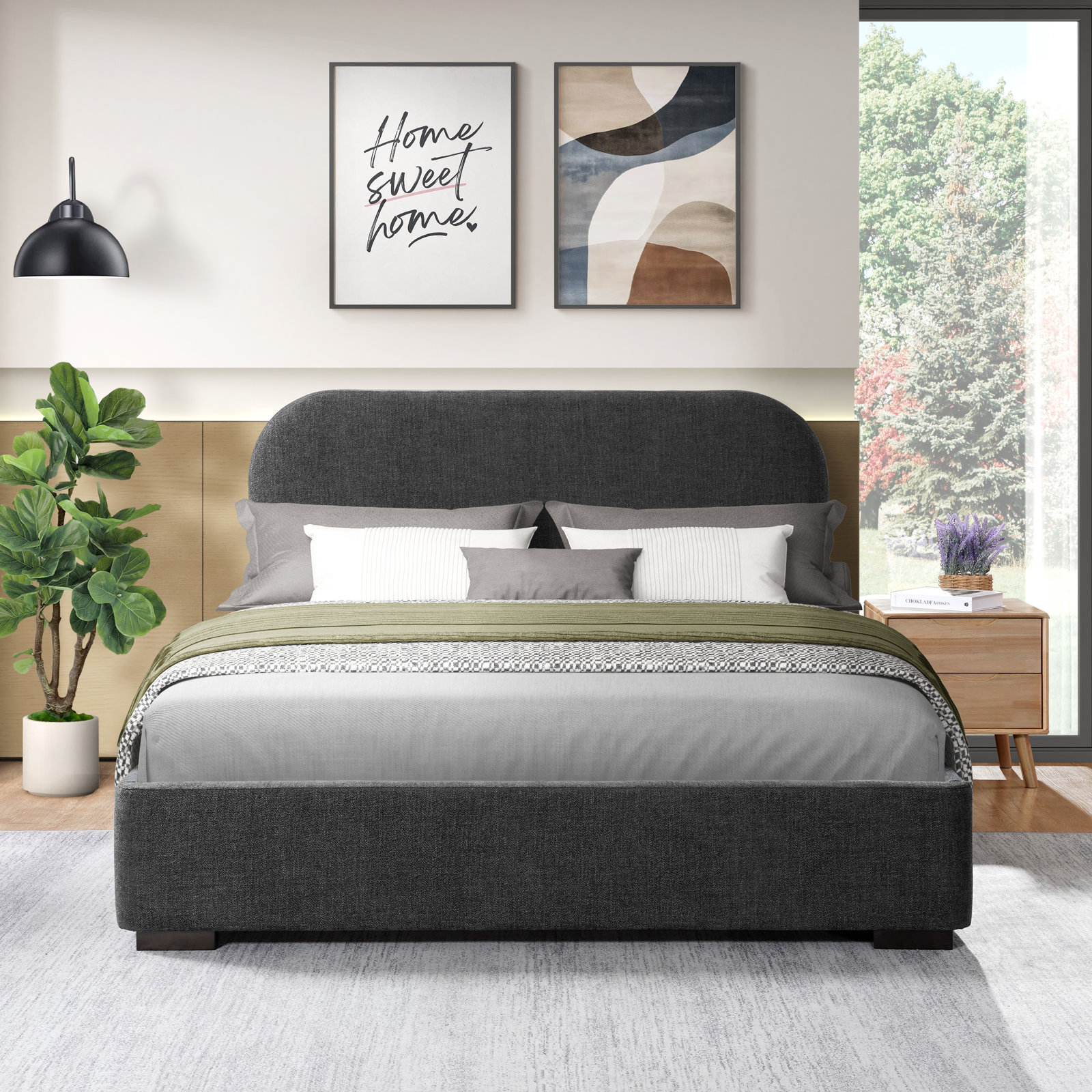 Reigen Platform Bed, King, Black