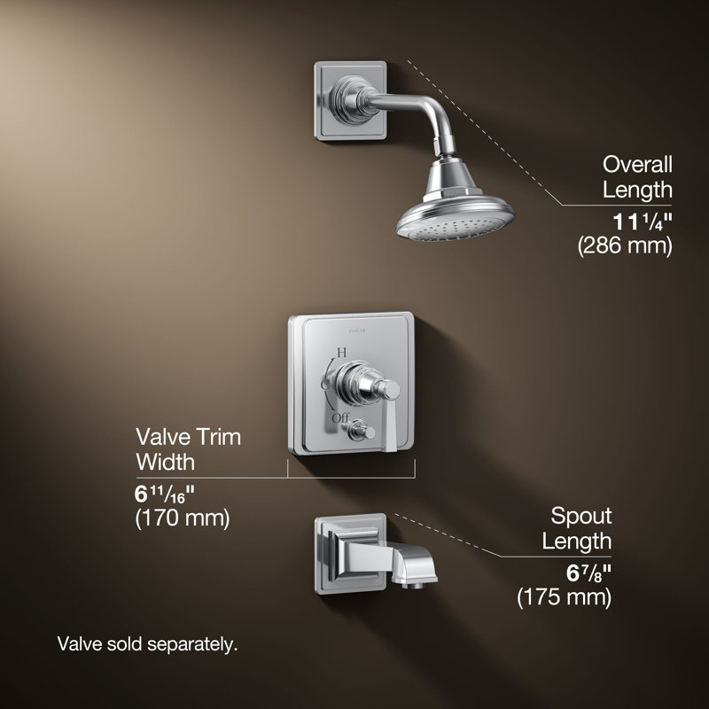 Pinstripe® Pure Rite-Temp Pressure-Balancing Bath and Shower Faucet Trim, Polished Chrome, Lever Handle