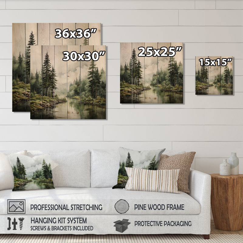 Karinthia Pine Tree Silent Wilderness sur impression sur bois, H 25 po x l 25 po x P 0,78 po