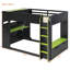 Lit mezzanine en bois avec bureau réglable en hauteur, tiroirs, compartiments de rangement, tringle et lumières RVB-1209012105