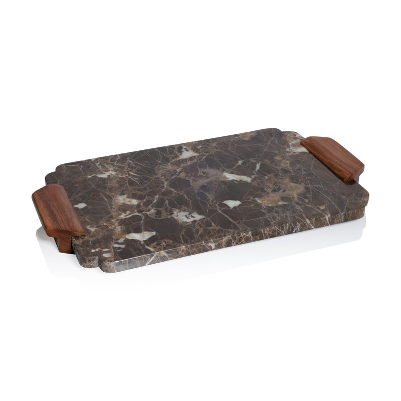 Plateau de service / plateau de service en marbre moka, H 1,25 po x l 20 po x P 12 po