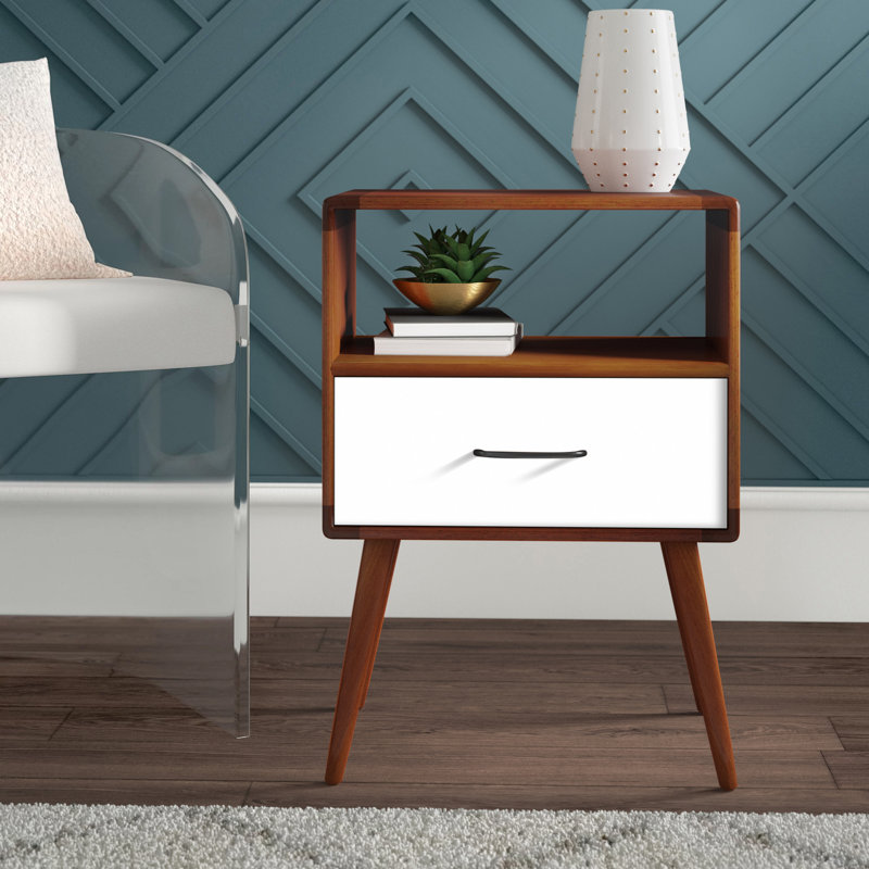 Solid Wood End Table, White