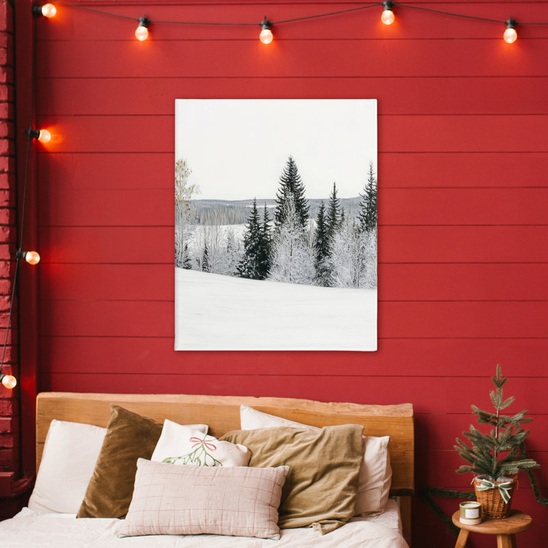 Toile enneigée paysage d'hiver enneigé, conception par Arlington Prints, H 48 po x l 36 po