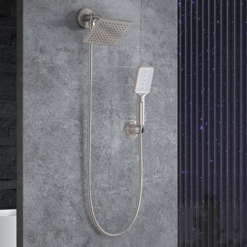 Ensemble de douche murale 6 po avec douchette à main (valve non incluse), Chrome chrome