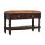  Banc de rangement rembourré en cuir véritable brun clair et brun foncé de 35 pouces avec tiroirs et tablettes