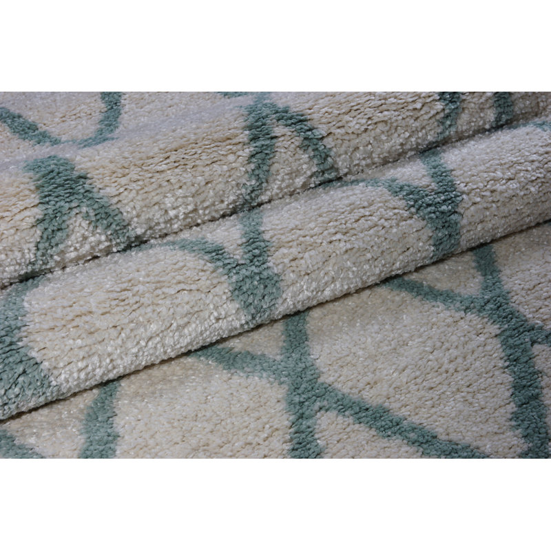 Ivoire géométrique/Tapis décoratif Aqua Lomax, Rectangle 5 pi 3 po x 7 pi 5 po