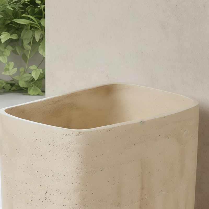Poubelle de rangement de 7 litres en résine de travertin texturée, faite à la main, petit, multi-scène.