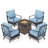 4-Person Rocking Sofa Chairs Seating Group with Fire Pit Table-110429548