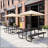 Black 6ft Long Table & Chair Set with Umbrella Hole