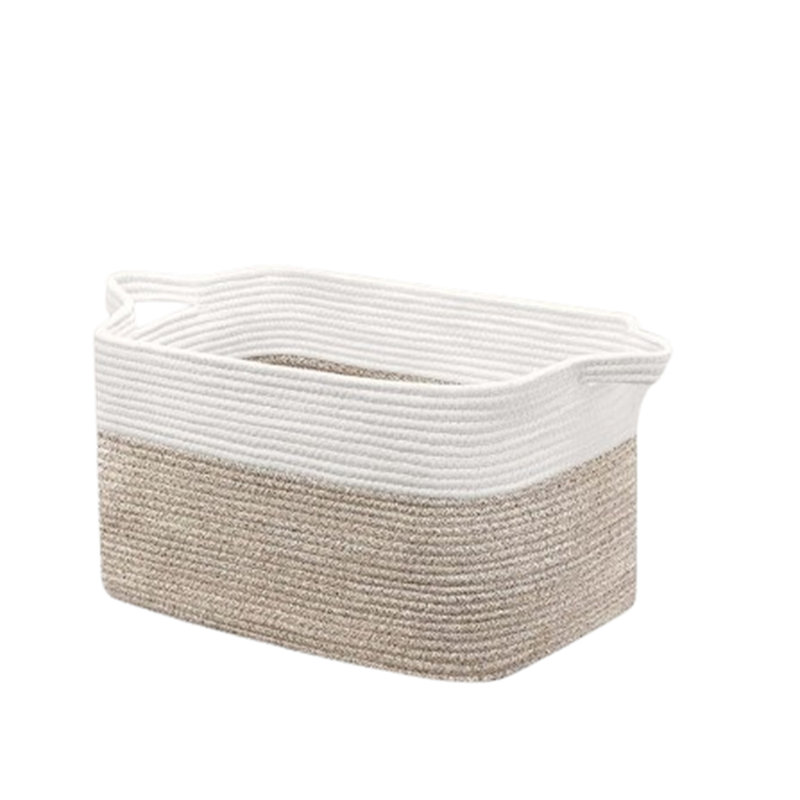 Bhargava Fabric Laundry Hamper with Handles, White/Brown