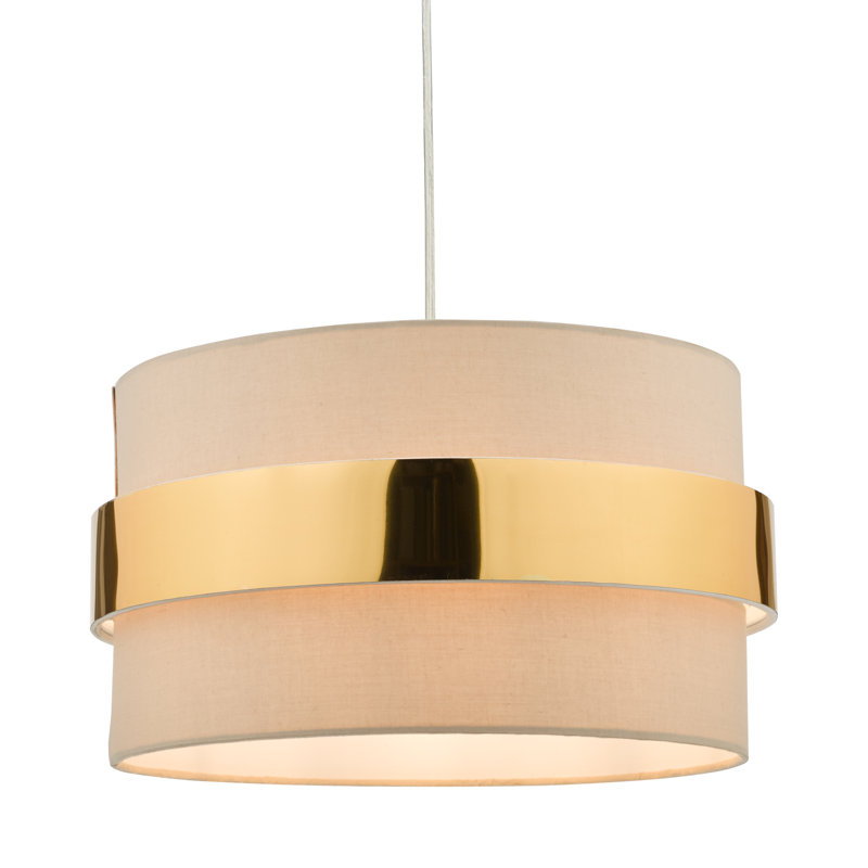 - Light Drum Pendant, Taupe/Gold