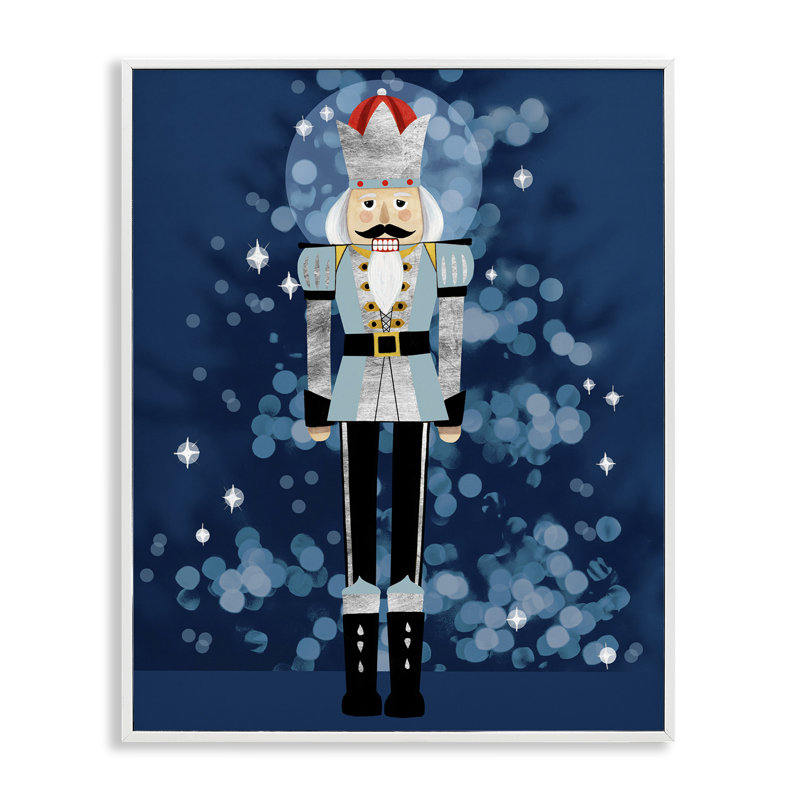 «Blue Holiday Nutcracker», art de la giclée encadrée par Grace Popp, Giclée encadrée blanc bord de mer, H 30 po x l 24 po