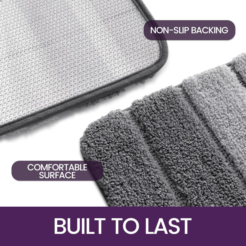 Microfiber Rectangle Bath Rug, Grey