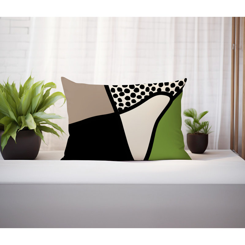 Coussin lombaire réversible intérieur / extérieur Jai Abstract, H 18 po x l 25 po, Chartreuse