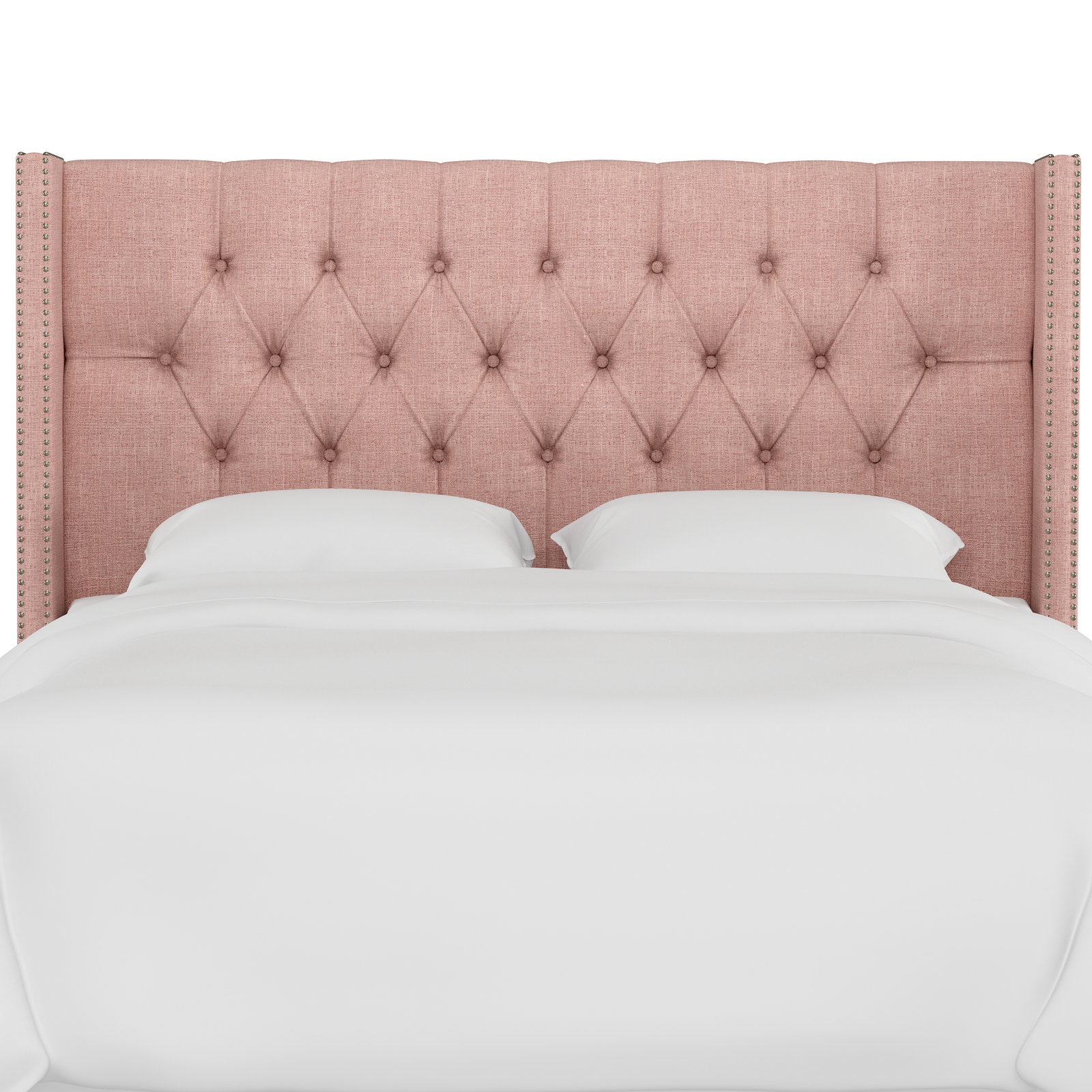 Knighten Upholstered Headboard, Queen, Zuma Rosequartz Textured Linen