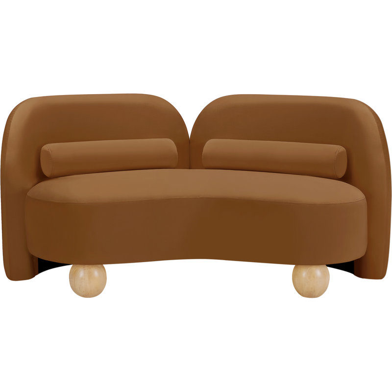 Daphne Upholstered Loveseat, Saddle Velvet