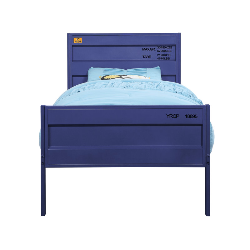 Base de lit en métal, Bleu, Double