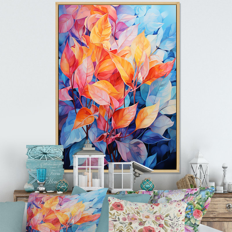 «Colorful Pastel Vibrant Foliage II», reproduction sur toile, Cadre naturel flottant, H 32 po x l 24 po x P 1 po