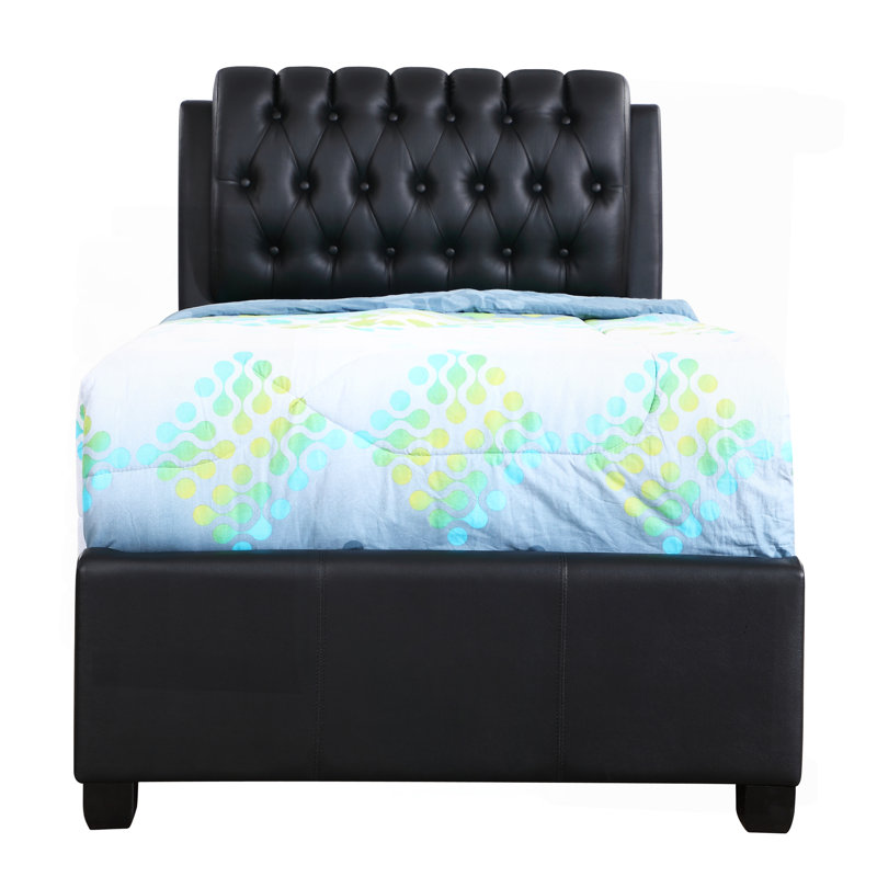 Élégant lit simple contemporain noir audacieux