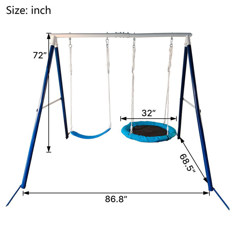 Swing Set,outdoor Swing,durable Kids Metal Swing Set For Backyard Playground - Two Functional Swings For Outdoor Fun