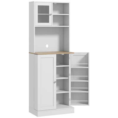 66.5" Pantry Cabinet With Microwave Stand, Freestanding Kitchen Storage Cabinet With Hutch, 8 Door Shelves, Adjustable Shelves, Food Pantry Cabinet Fo by Ebern Designs