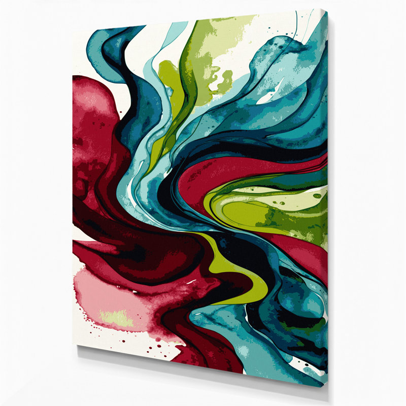 Aquarelle abstraite, art mural sur toile rouge 73, H 11 po x l 14 po