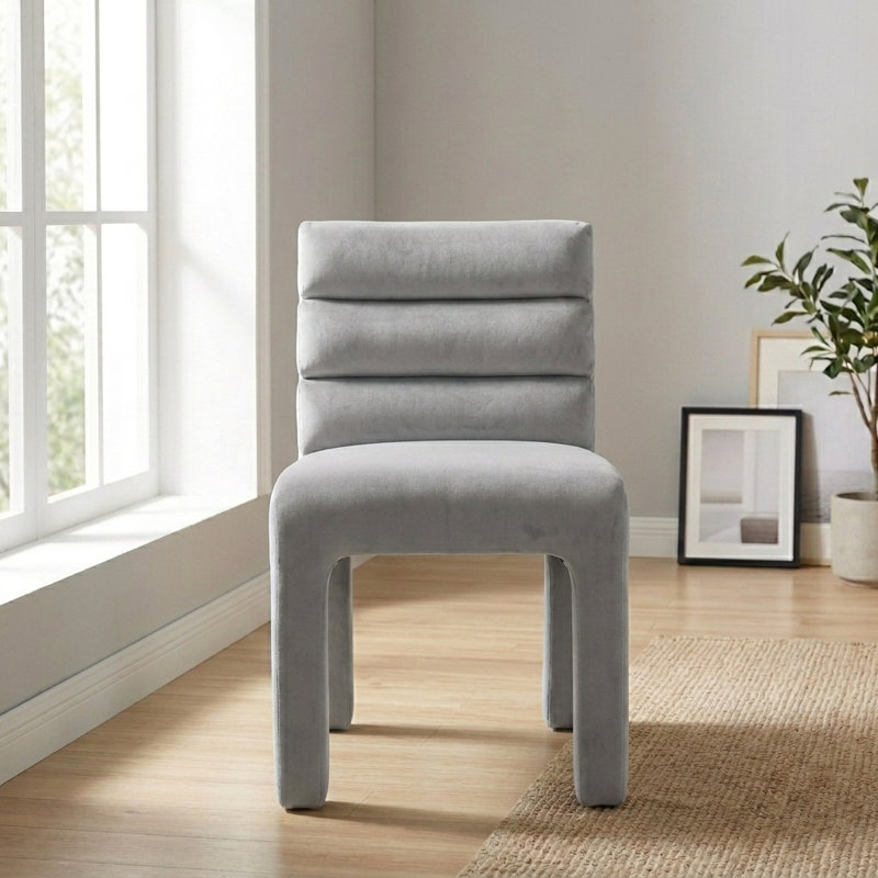 Chaise d'appoint rembourrée en velours Cowger, Gris