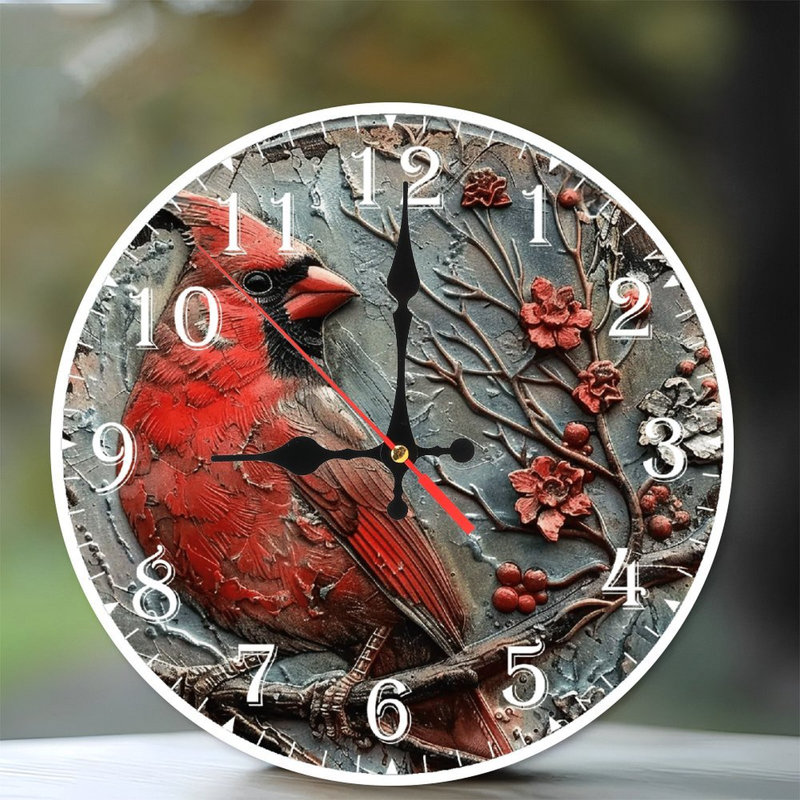 Horloge murale en bois 10 po, mouvement silencieux, à piles (piles AA non incluses), décor artistique, parfait pour les décorations