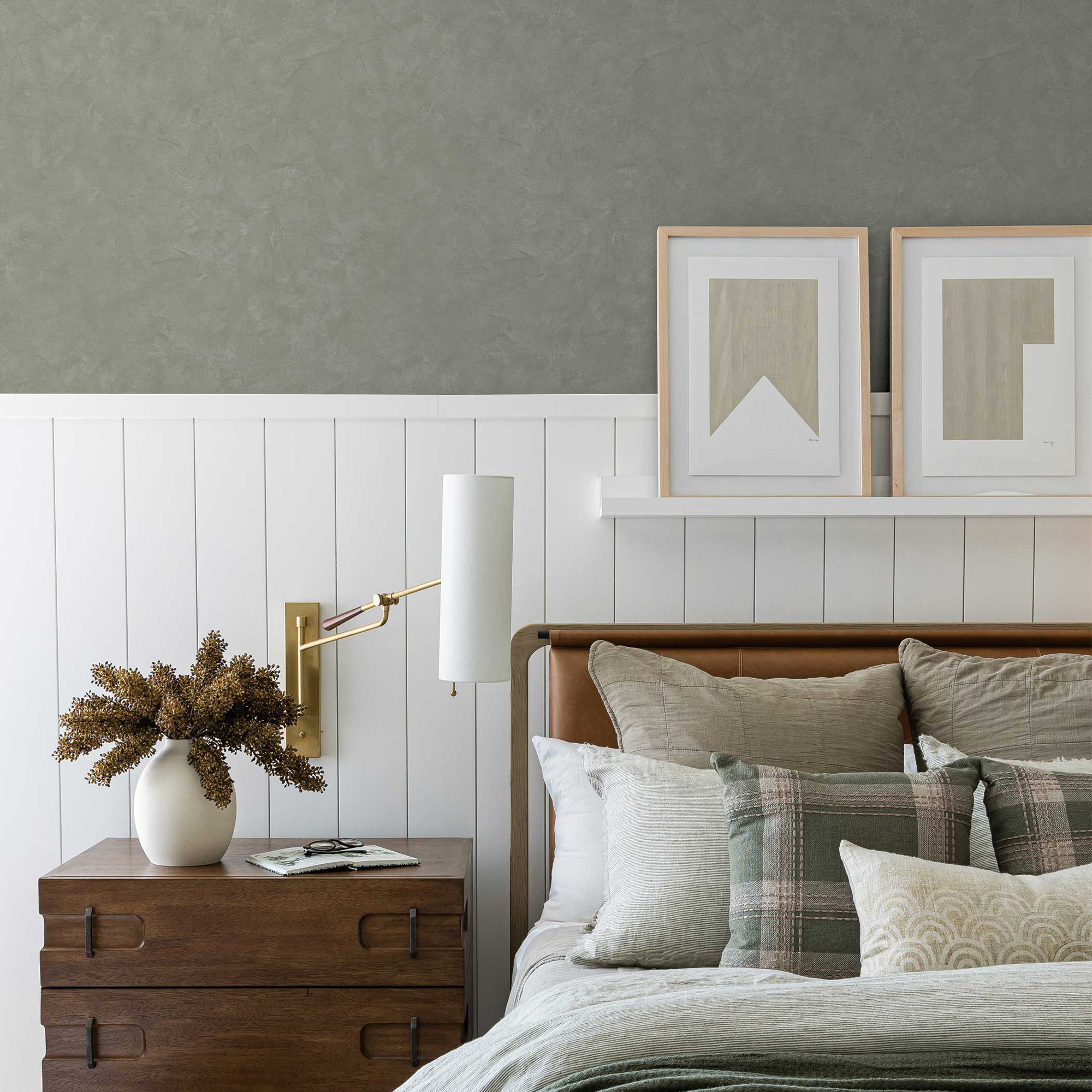 Faux Roman Clay Textured Peel and Stick Wallpaper by Pure Salt, Green