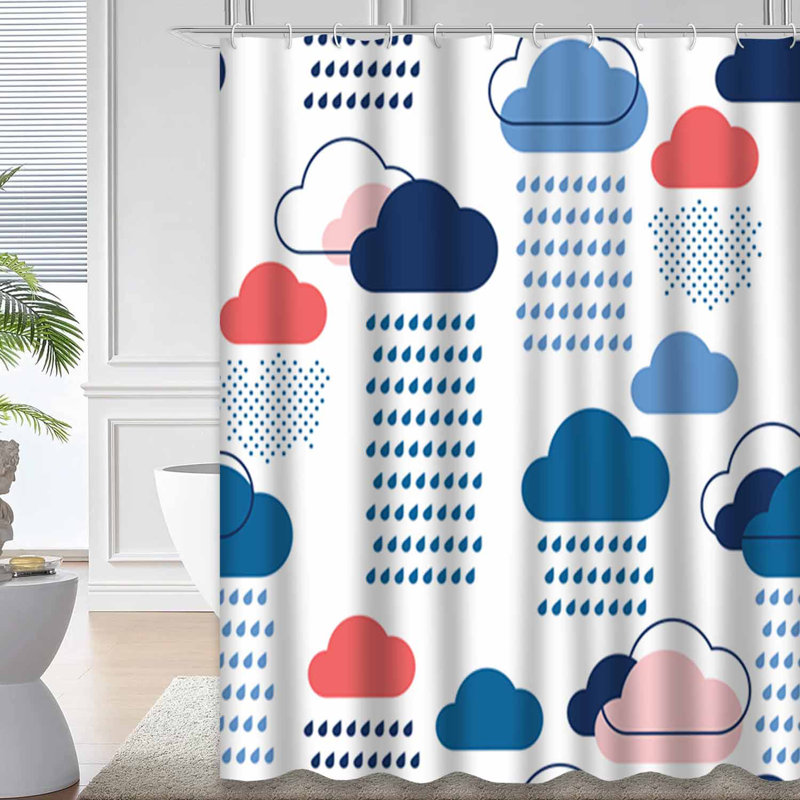 Rideau de douche avec 12 crochets Red Rain Clouds Cloud Line, 72" L x 78" W