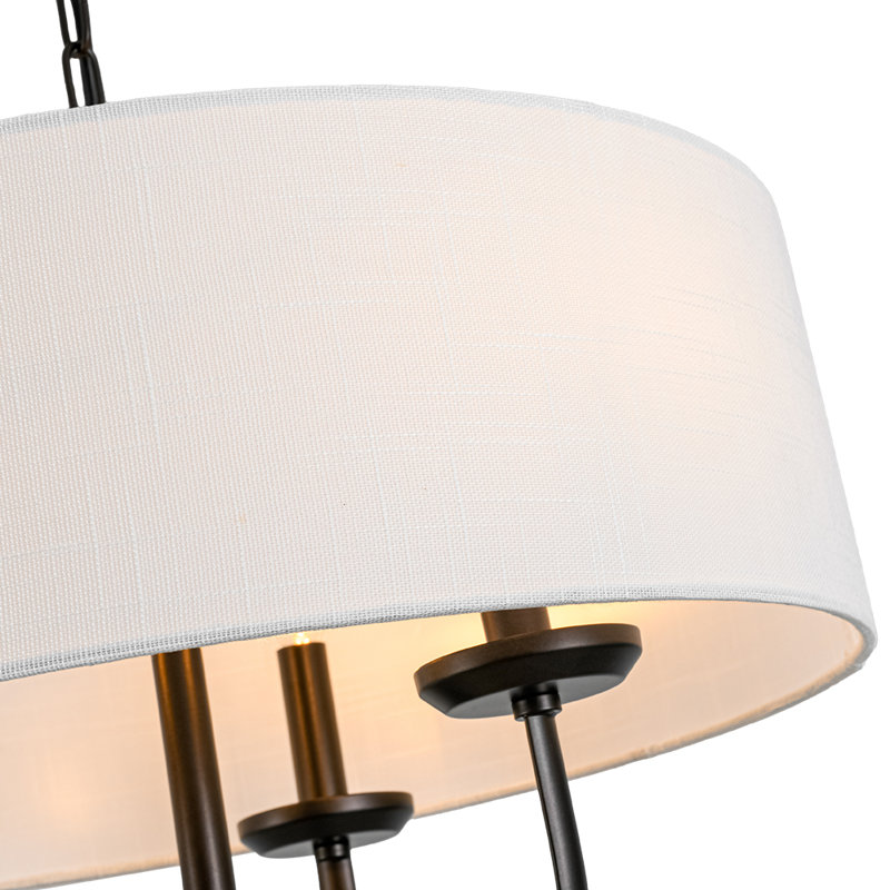 3-Light Candle Style Linen Drum Pendant