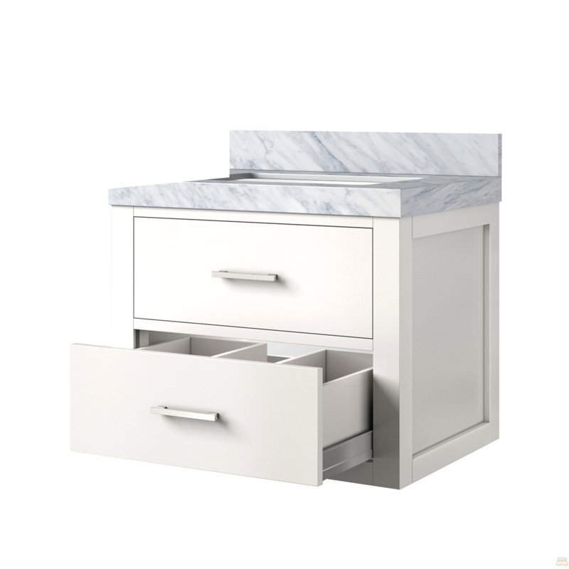 Meuble-lavabo simple blanc l 24 po x P 18 po avec plateau en acrylique, White