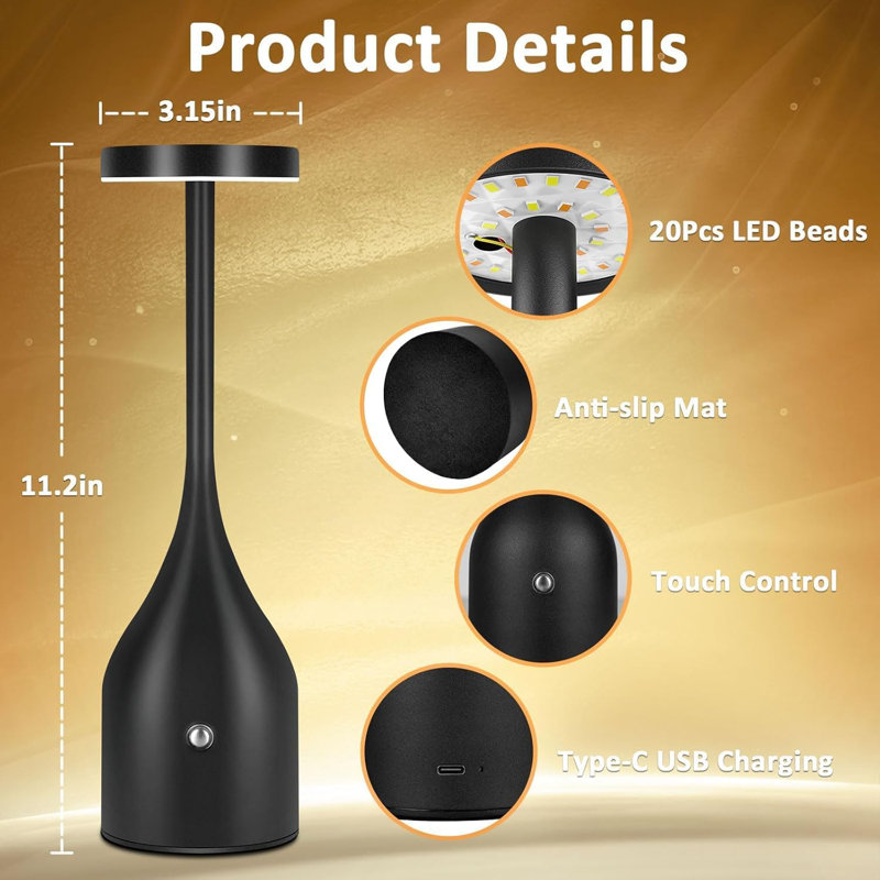 Cordless Table Lamps Set Of 2 Small Rechargeable Lamps Battery Operated Lamp Waterproof Portable Wireless Led Table Light 3 Way & Stepless Dimmable