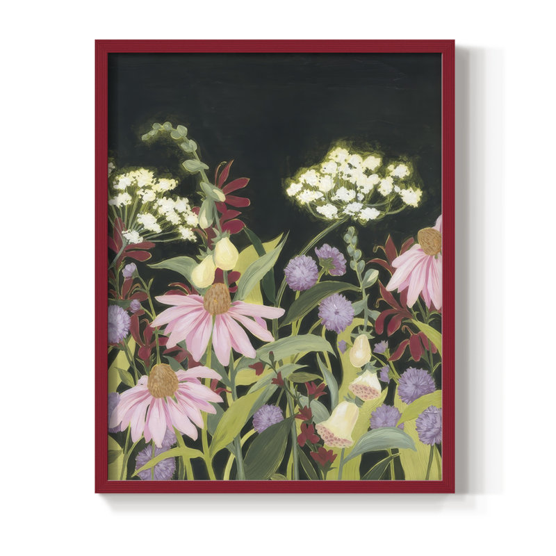 Impression encadrée Moonlit Wildflowers II - bois massif, H 11 po x l 9 po, Rouge
