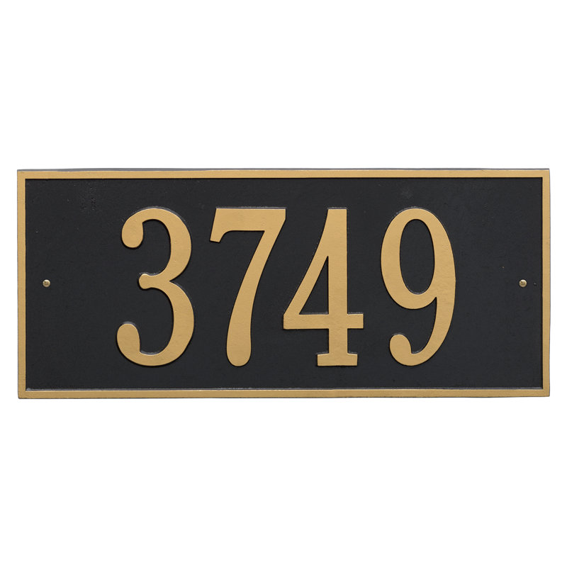 Plaque d'adresse murale 1 ligne Hartford, Noir et or, Oui