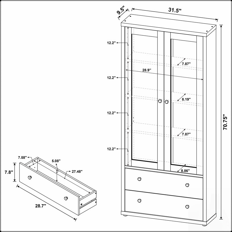 Vitrine 4 portes Idaho avec portes en verre pour un rangement élégant et une légèreté visuelle dans les maisons modernes