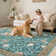 Farmhouse Machine Washable Rug for Living Room, Non-Slip Botanical Area Rugs, Low Pile Stain-Resistant Vintage Carpet, Soft Foldable Print Floor Mats for Bedroom, Nursery, Home Office