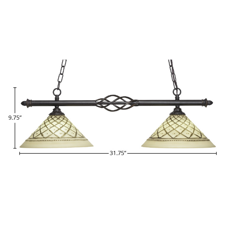 Eleganté 2 Light Island Light Shown In Dark Granite Finish With 12" Chocolate Icing Glass