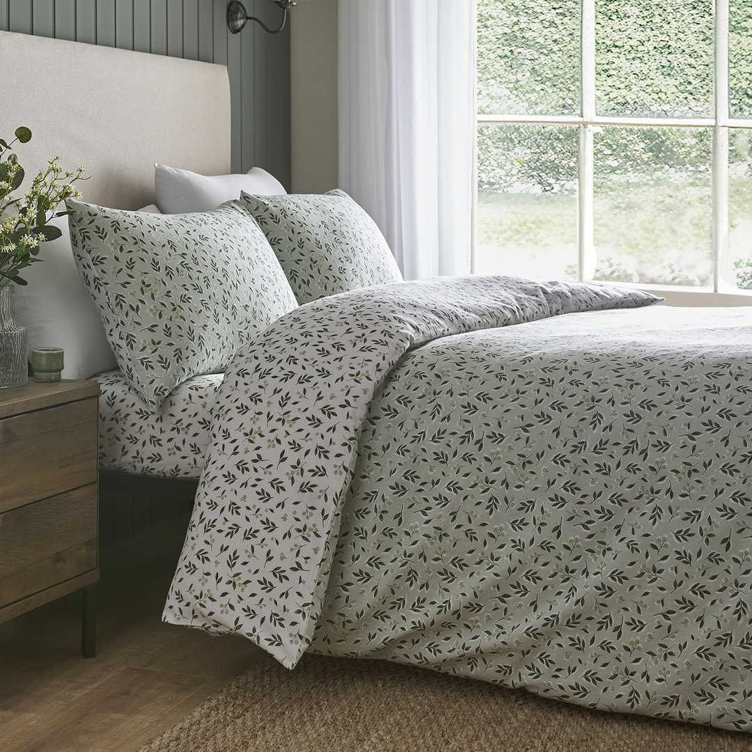 Dreams & Drapes Falling Leaf Cotton Floral Duvet Cover Set with Pillowcases