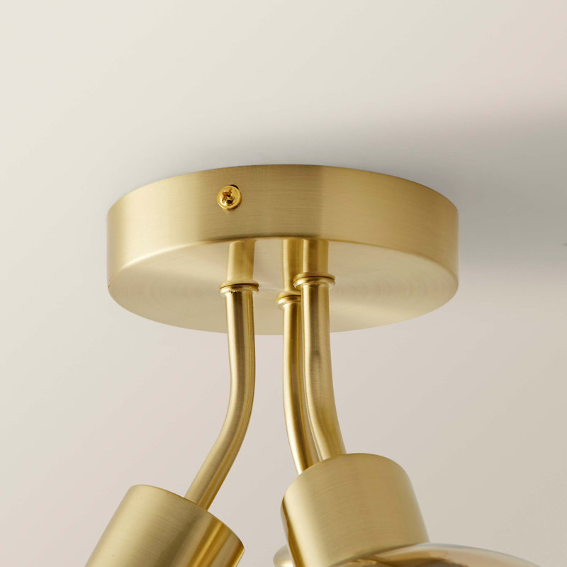 Dejuane Glass Semi Flush Mount, Gold, Beige