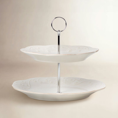 French Perle White Tiered Stand