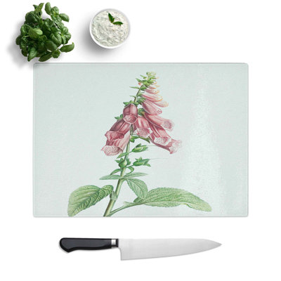 Glass Foxglove Flowers in Pink by Pierre-Joseph Redoute Chopping Board