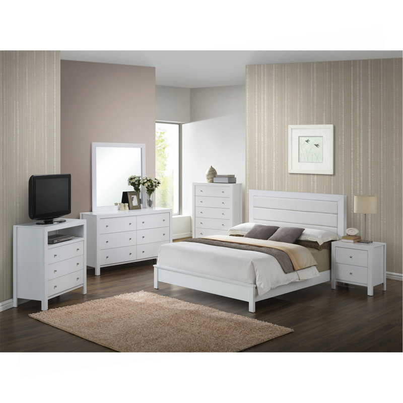 Très grand lit chic transitionnel blanc, King, White