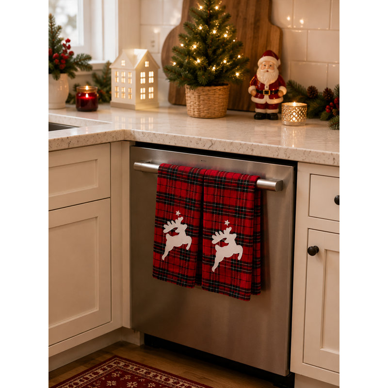 Ensemble d’essuie-mains décoratif en polyester à motif de père Noël avec Rédredon 2 pièces Jacinto