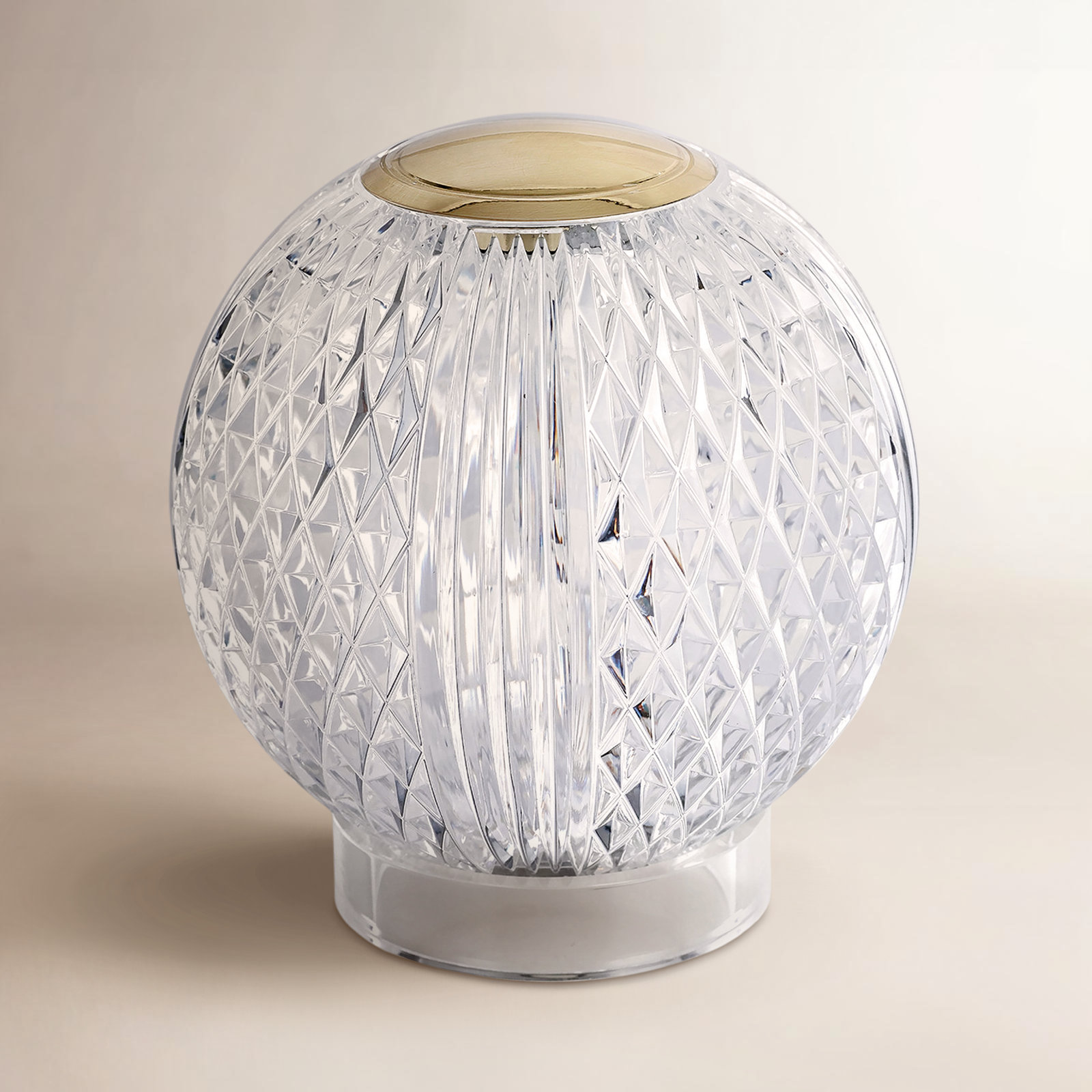 Marni Metal Globe Lamp, Natural Brass, Clear/Natural Brass, 5" H x 4.38" W x 4.38" D