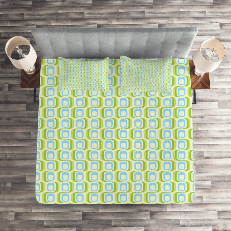 Modern & Contemporary Polyester Geometric Shapes Coverlet, King Bedspread + 2 Shams