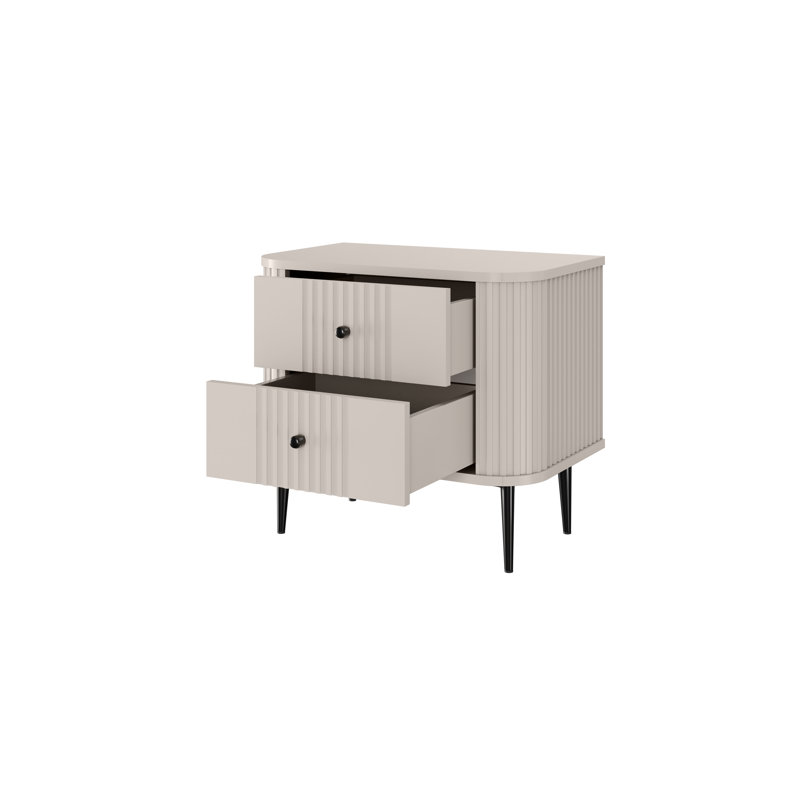 Dayzee 56cm W Manufactured Wood Bedside Table, Cashmere/Black, Black, Cashmere