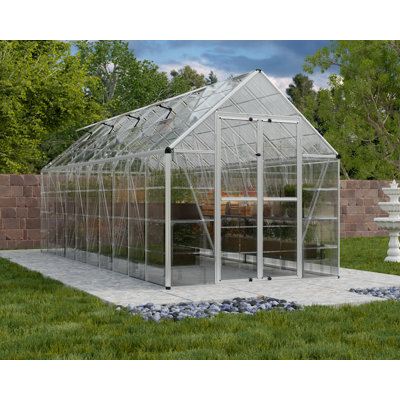 Palram - Canopia Snap & Grow 8' W x 20' D Walk-In Hobby Polycarbonate Aluminum Frame Greenhouse Kit with Roof Vents - Silver