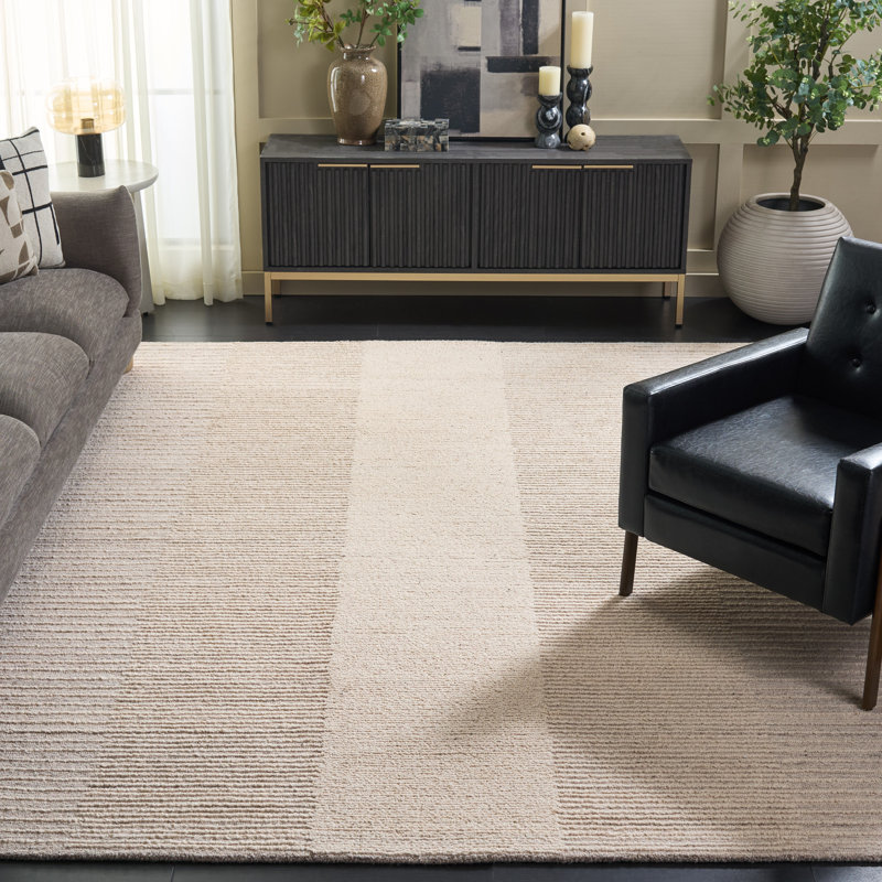 Abstract Hand Tufted Wool, Cotton Solid Color Indoor Rug, Rectangle 8' x 10'