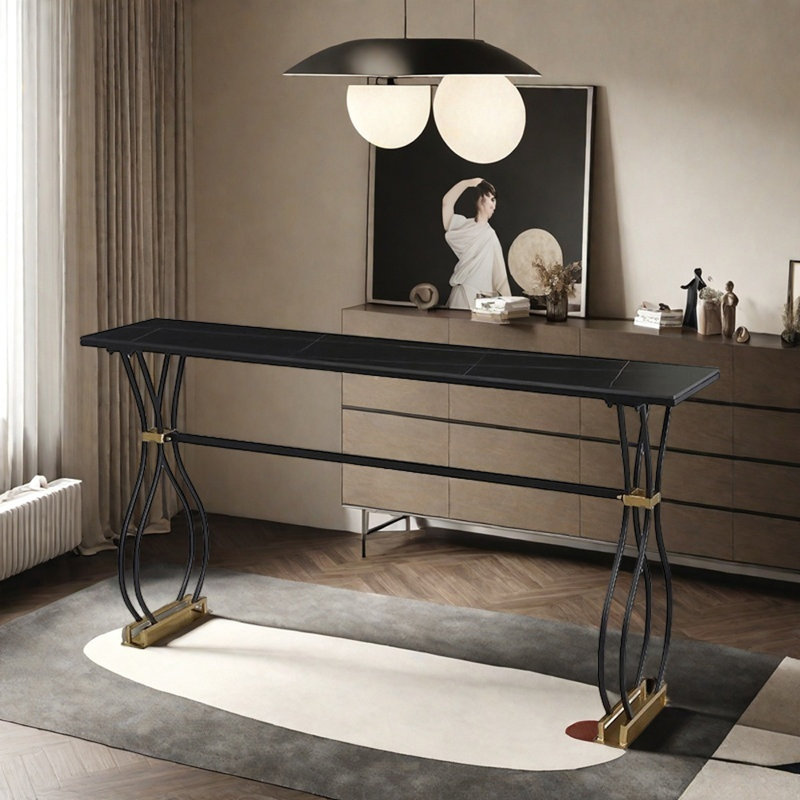Table de bar Light Luxury, Noir, H 41,3 po x L 70,8 po x l 15,7 po